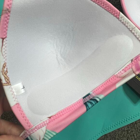 Fillmanns 2 Piece Bikini LARGE Neoprene Tropical Turquoise Beach Swim Vacation - Picture 10 of 11